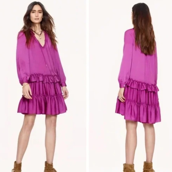 Rebecca Minkoff Tessa Tiered Dress in Beet sz Small NWT $248R - Picture 1 of 6